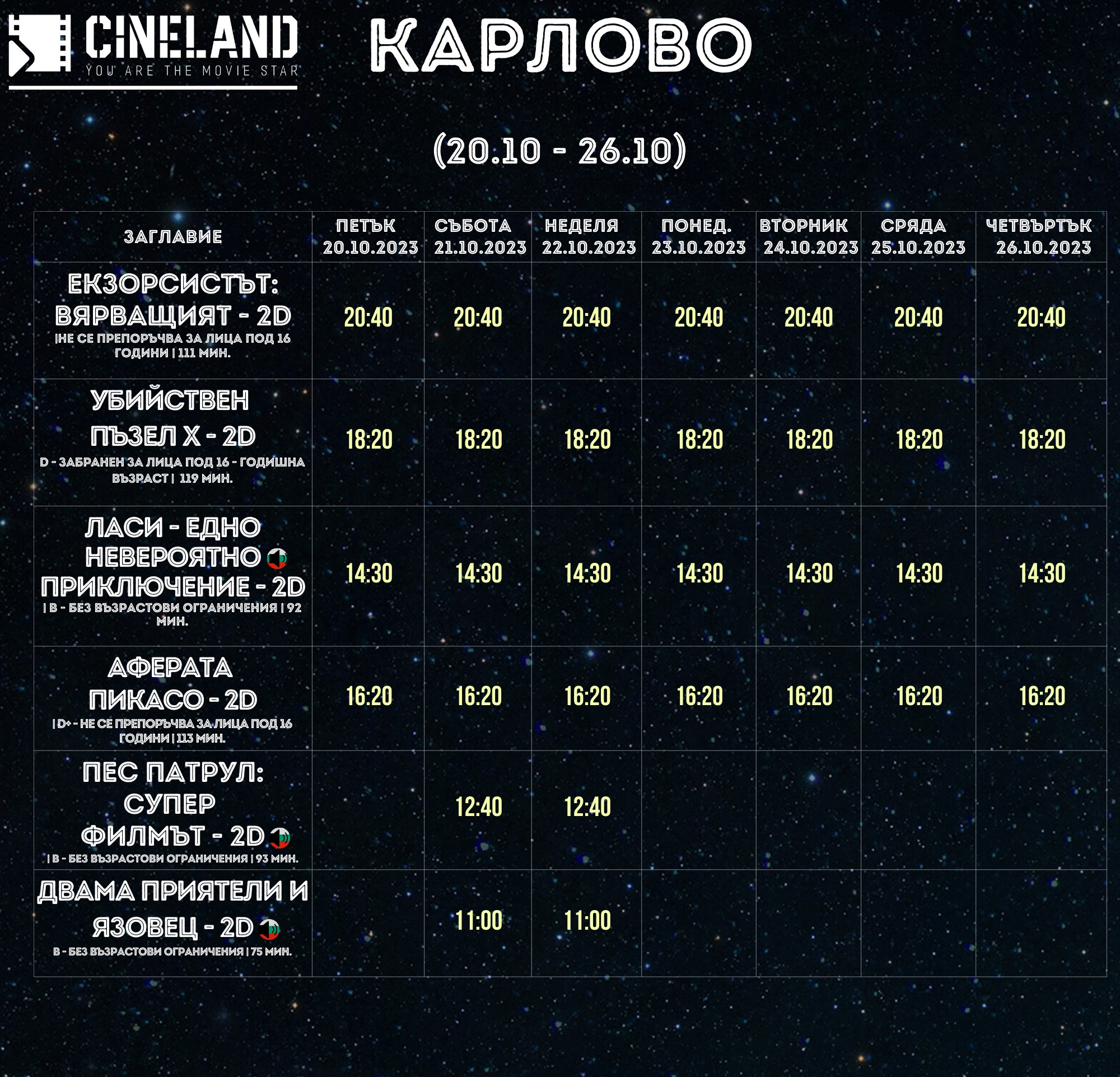 CineLand :      20-26.10.2023